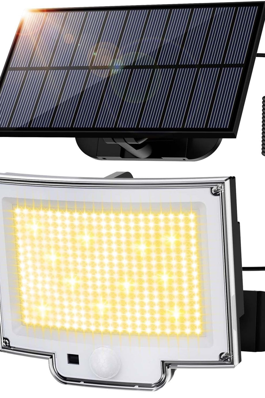 Hareket Sensörlü Güneş Enerjili Dış Mekan Işığı - 318 LED, 3 Modlu, 5 m Kablo, IP65 Su Geçirmez