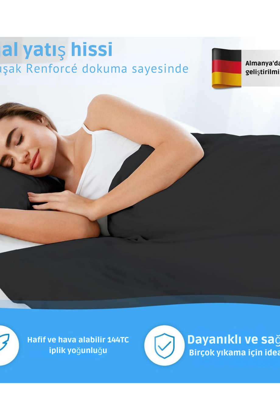 135x200 cm Yatak Örtüsü Seti, %100 Pamuk, Oeko-Tex Sertifikalı, Yumuşak ve Kabaran, Alman Tasarımı