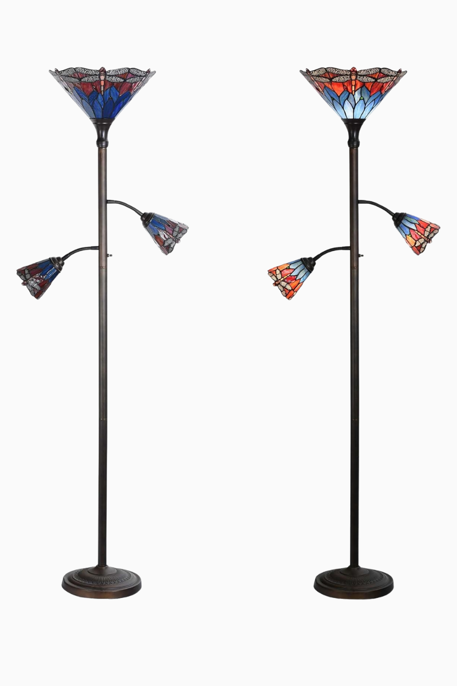 El Yapımı Tiffany Style 3 Işıklı Ayaklı Lambader 178 cm