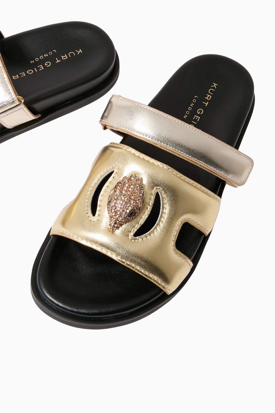 Eagle Cut Out Sandals, Deri Detaylı Konforlu ve Modern Kadın Terlikleri