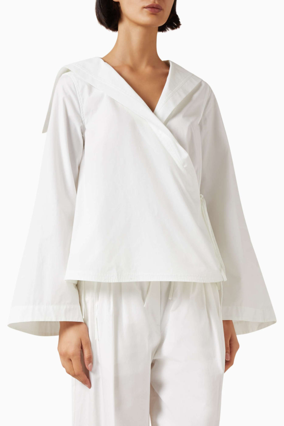 Sailor Wrap %100 Pamuk Poplin Denizci Yaka Kadın Gömlek