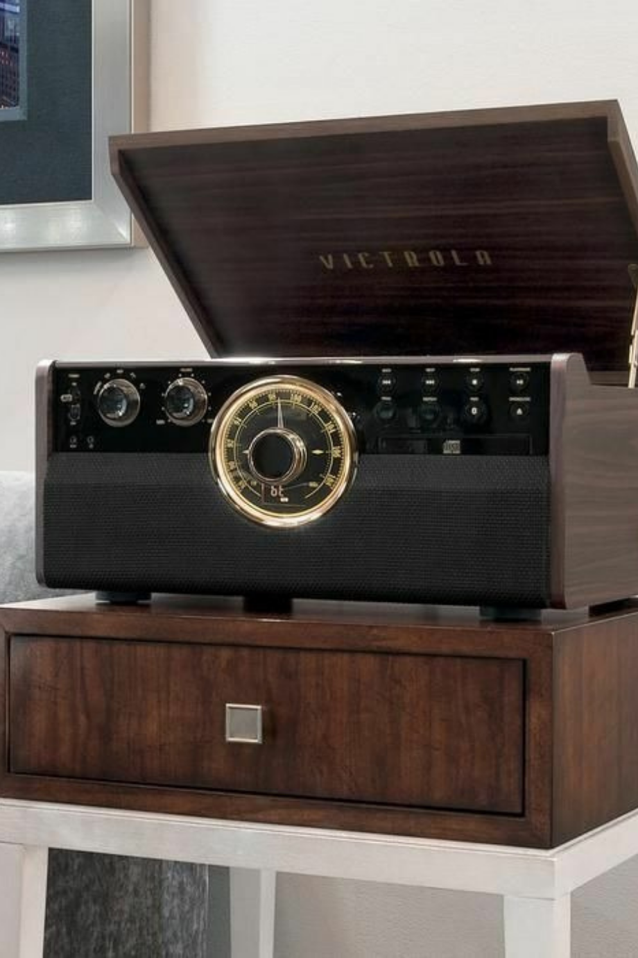 Empire 6'sı 1 Arada Bluetooth Plak Çalar CD Kaset Radyo Ahşap Retro Tasarım