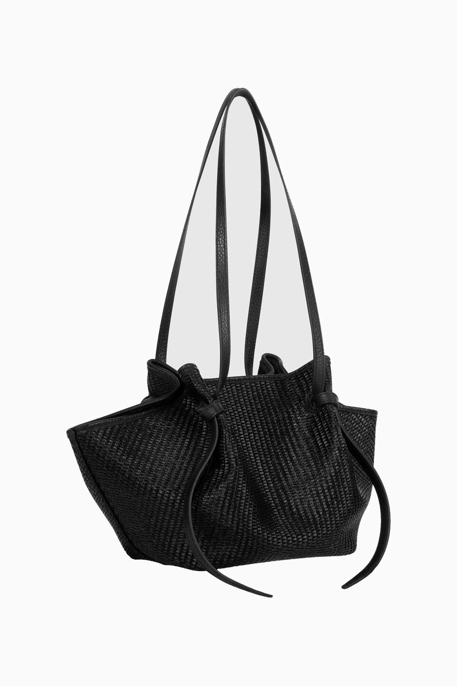 Mochi Siyah Örgü Raffia Lüks El İşçiliği Tote Çanta