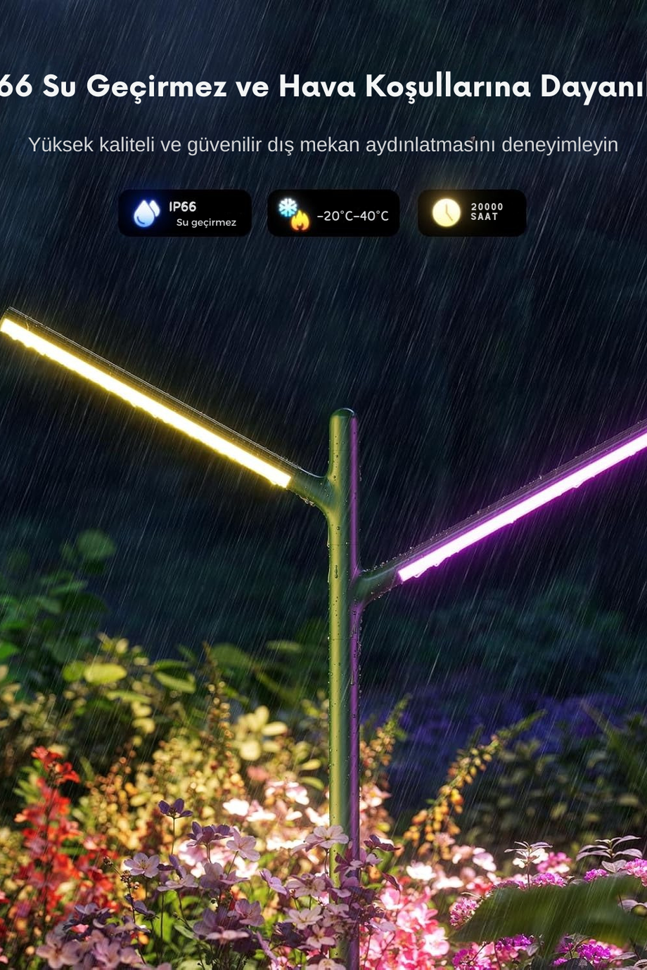 Dış Mekan LED Bahçe Lambası, RGBWWIC, IP66 Su Geçirmez, 16 Milyon Renk