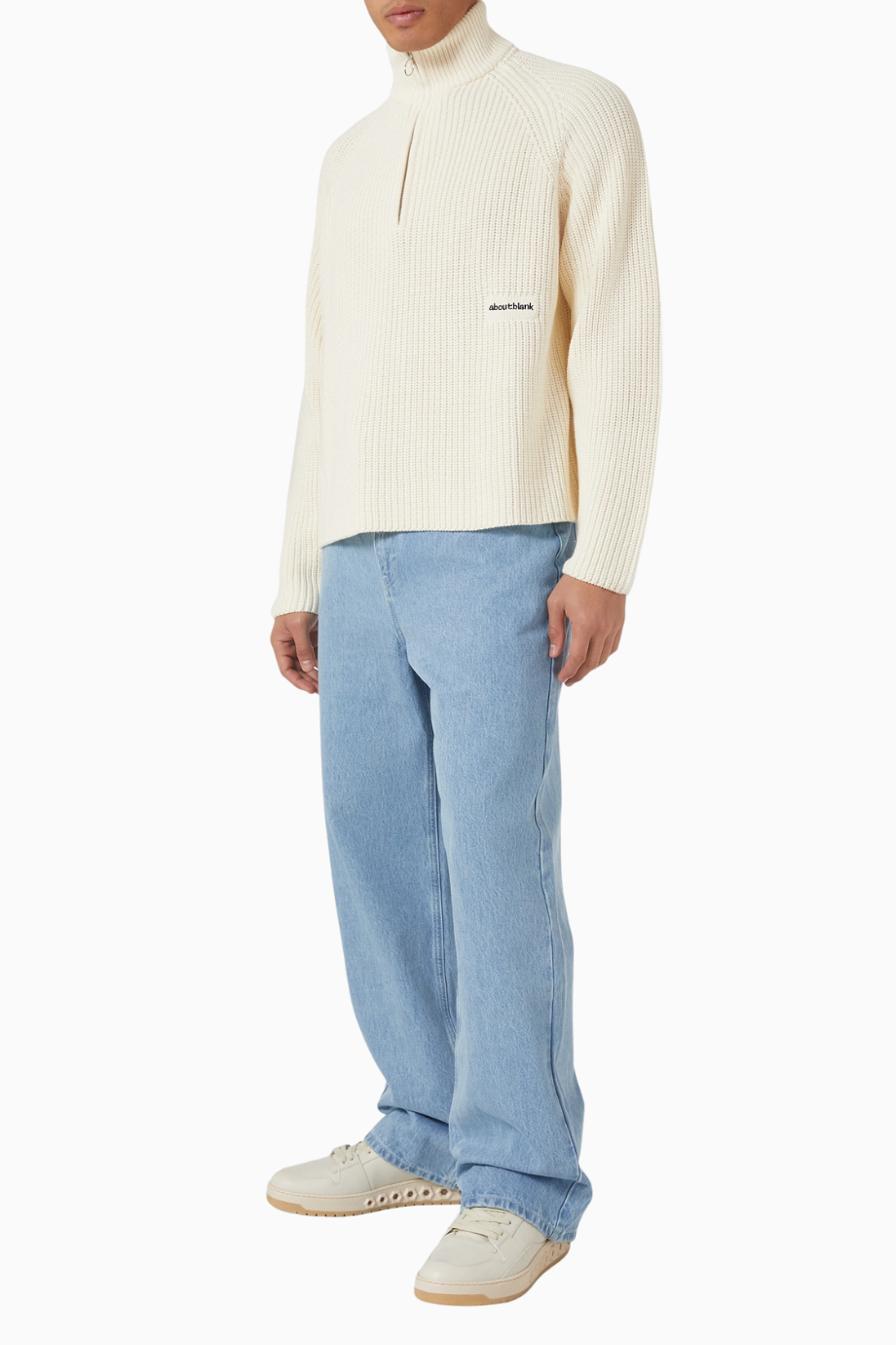 Funnel Knit Cotton Erkek Sweater