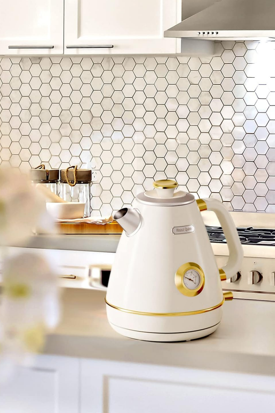 Sedef Beyazı Retro Paslanmaz Çelik Su Isıtıcısı