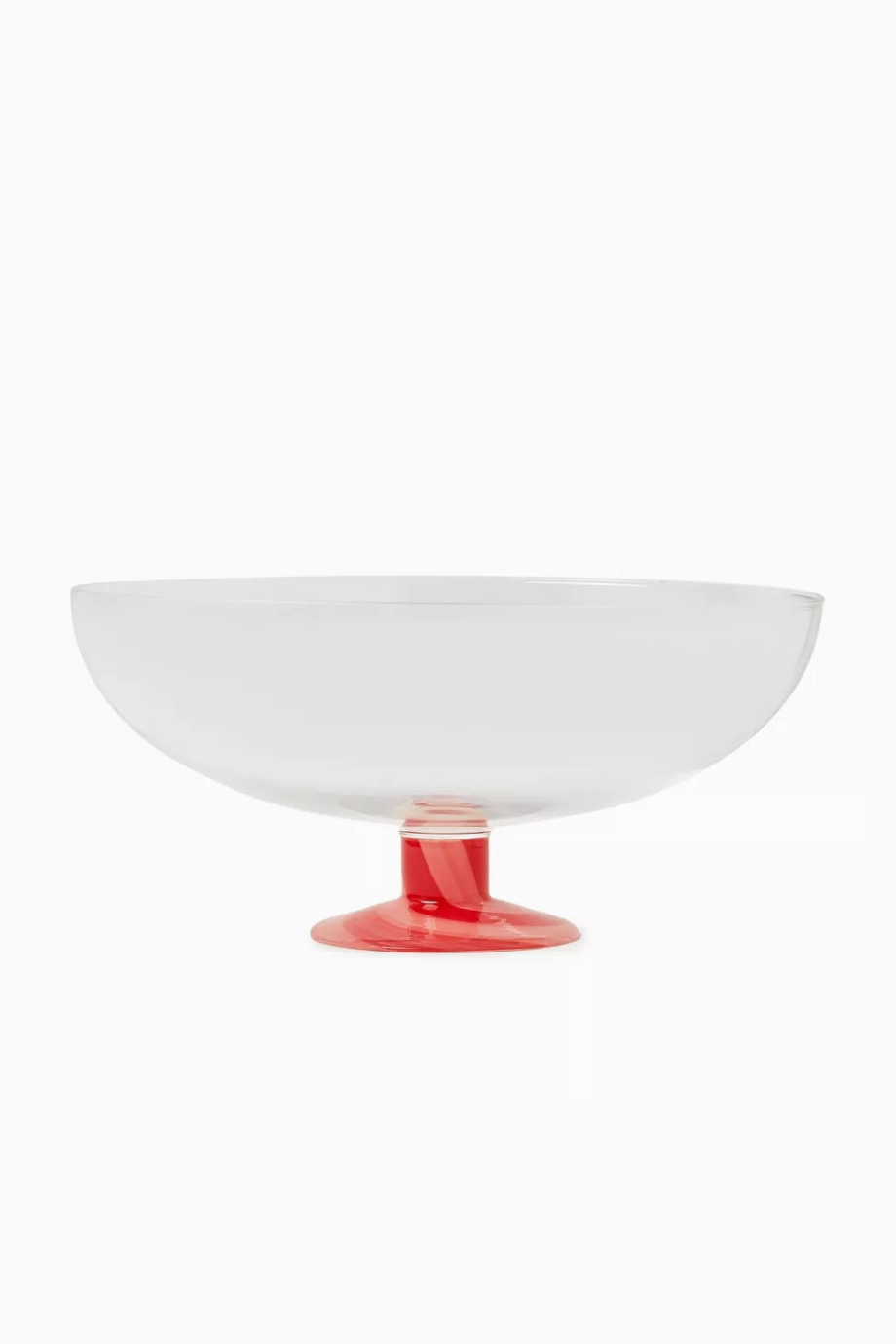 Swirl Kırmızı Borosilikat El Yapımı Cam Salata Kasesi