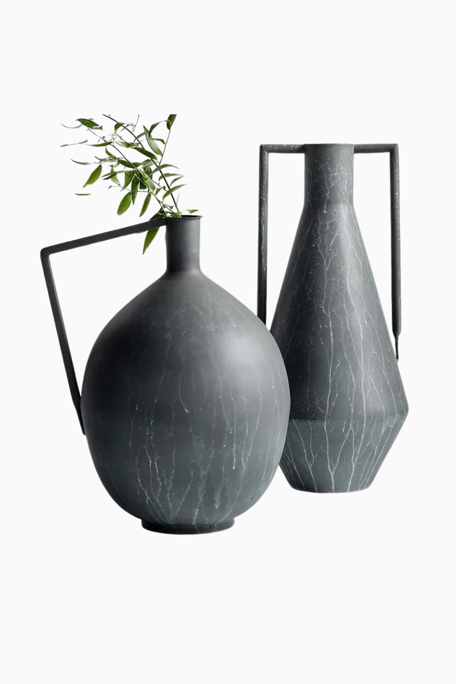 Corra 15" Tek Kollu Mat Siyah Demir Vazo, Modern Mimari Tasarım