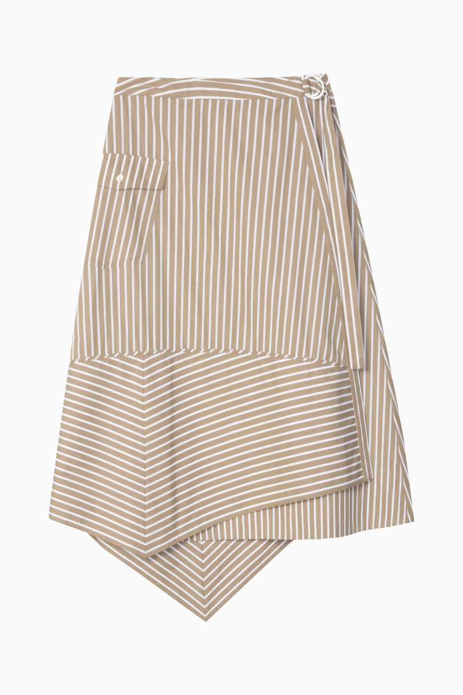 Çizgili Poplin Asimetrik Wrap Kadın Etek
