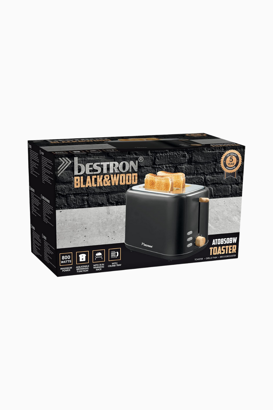 Black-Wood 800W İkili Lüks Ekmek Kızartma Makinesi