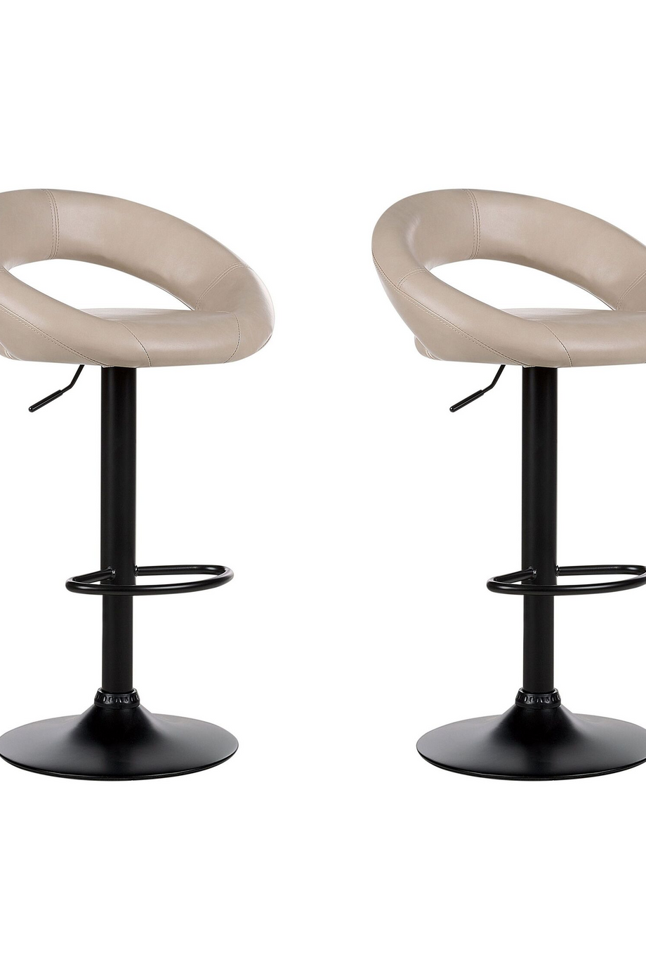 PEORIA 2'li Döner Bar Sandalyesi Seti, Yükseklik Ayarlı, Suni Deri