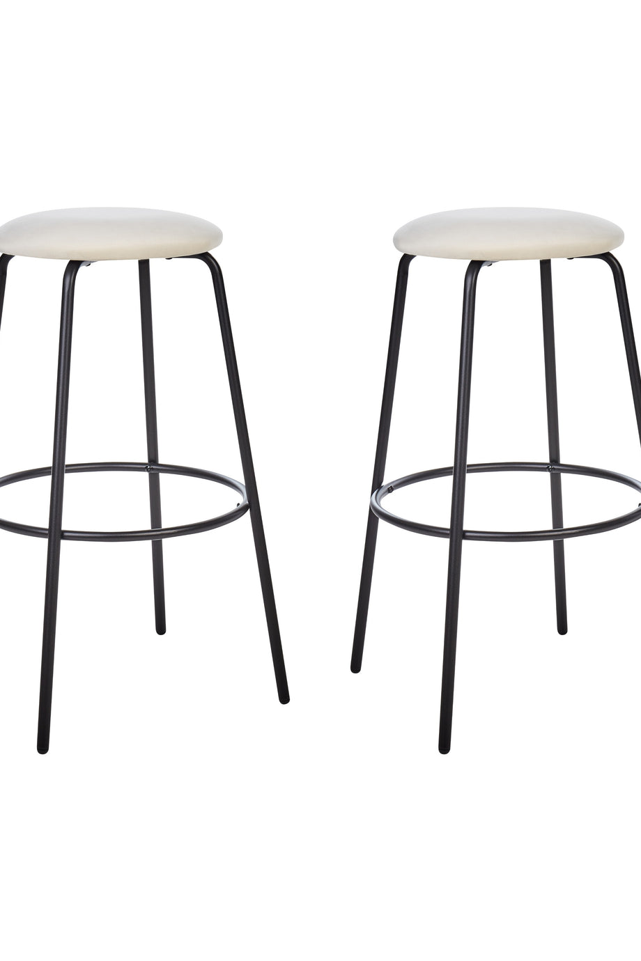 MORTON 2’li Kadife Bar Sandalyesi Seti, 75 cm Oturma Yüksekliği, Ayak Destekli