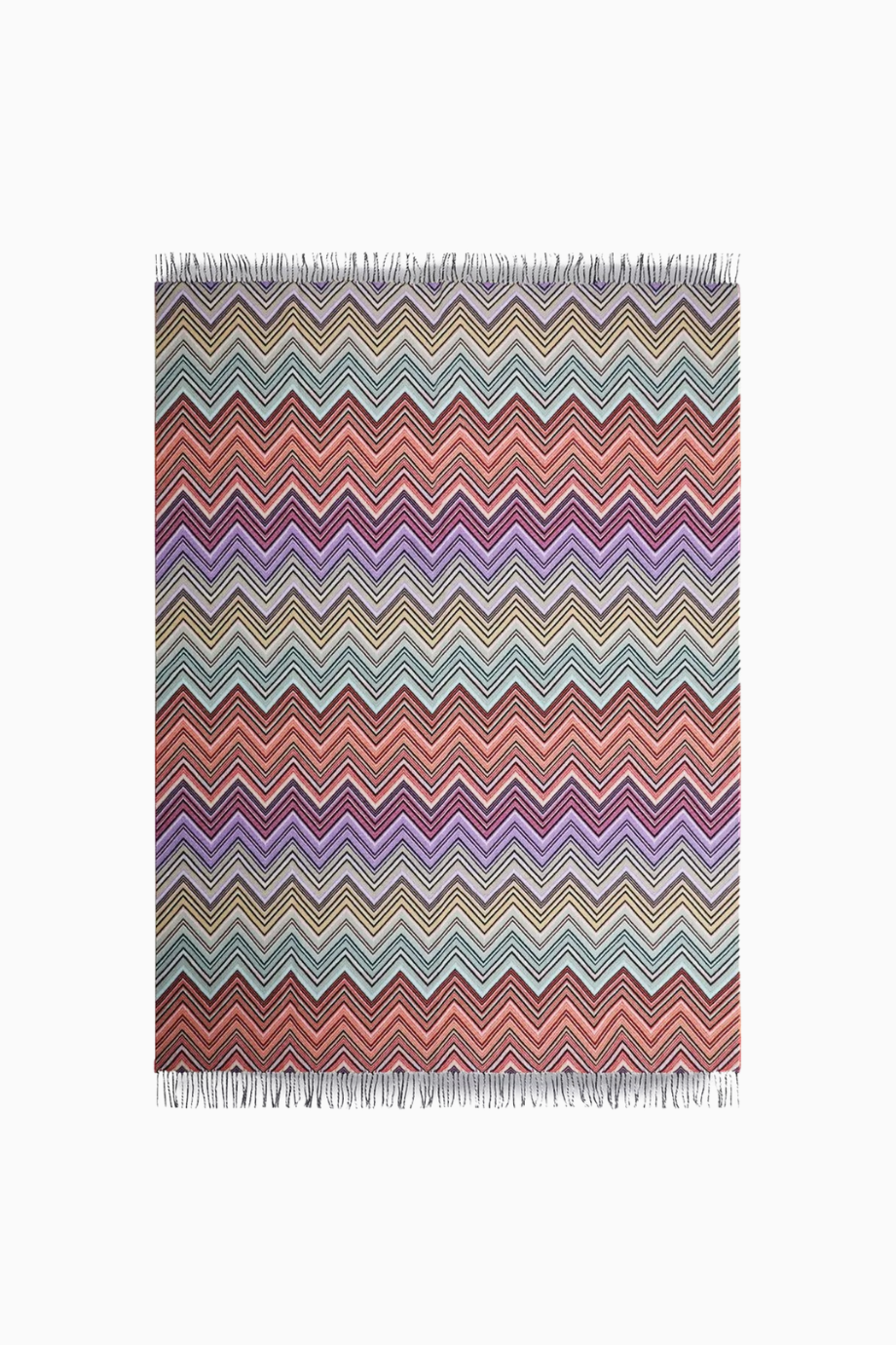 Perseo Throw, Renkli Chevron Desenli Yün Karışımlı Battaniye