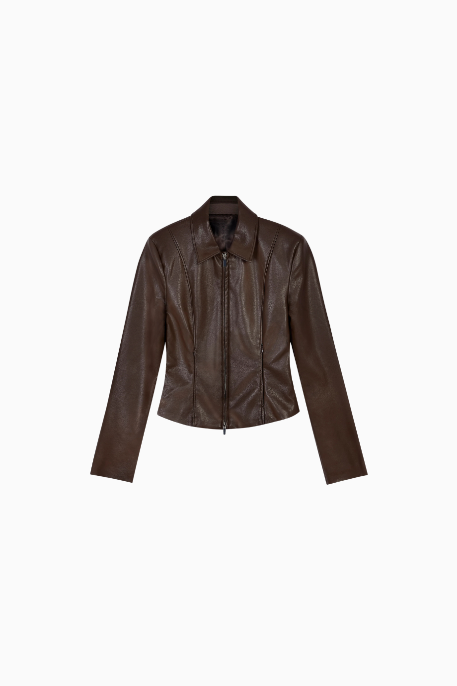 90's Slim Fit Leather Jacket Minimal Deri Kadın Ceket