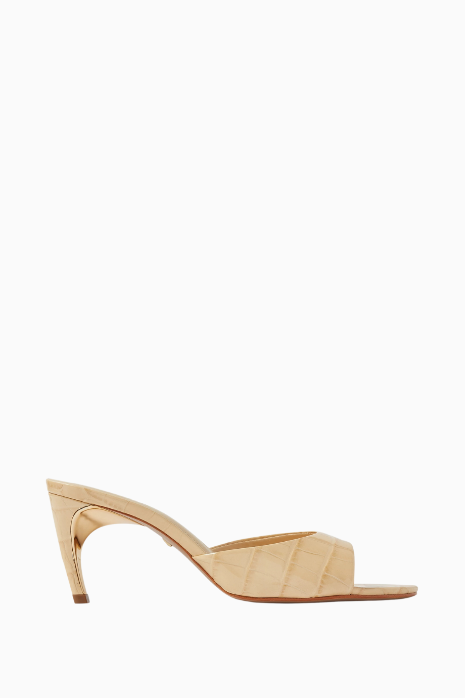 Curved 80 Timsah Desenli Deri Metal Detaylı, 80mm Topuklu Mule