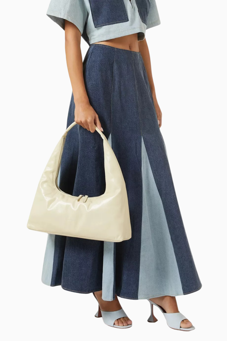 Large Hobo Omuz Çantası, Beyaz Deri ile Minimalist Günlük Şıklık