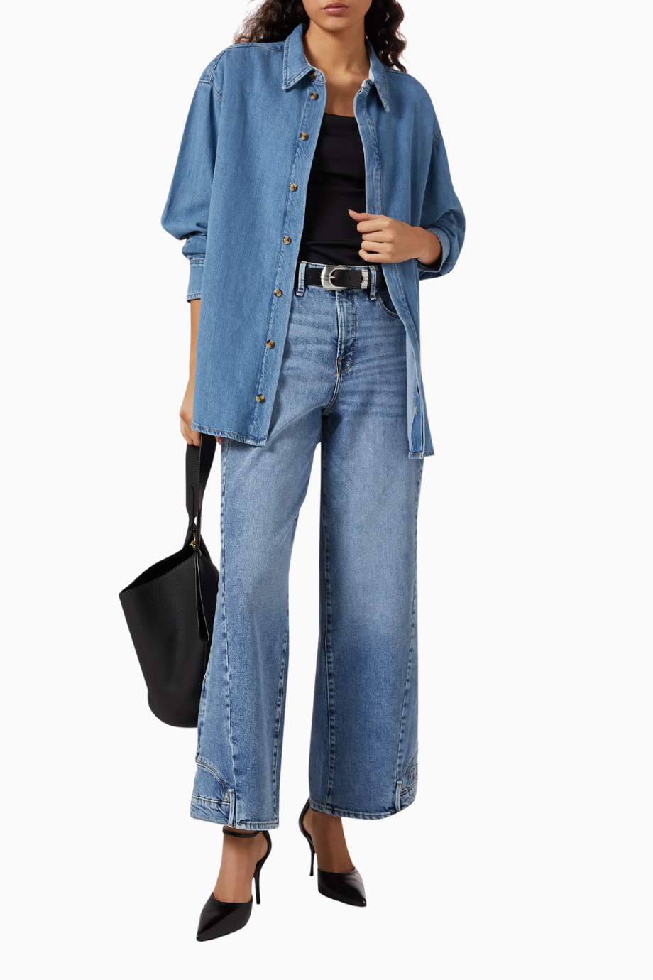 Oversized Denim Shirt, Rahat-Şık Kadın Jean Gömlek