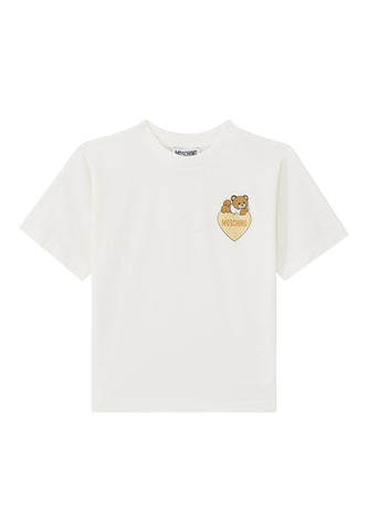 Çocuk Kalp Ayıcık Jersey T-Shirt - Krem