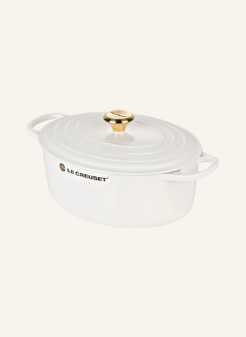 31 cm Oval Emaye Döküm Tencere Kiraz Kırmızısı Altın Kapaklı