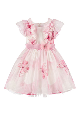 Çocuk Kelebek Desenli Organza Elbise