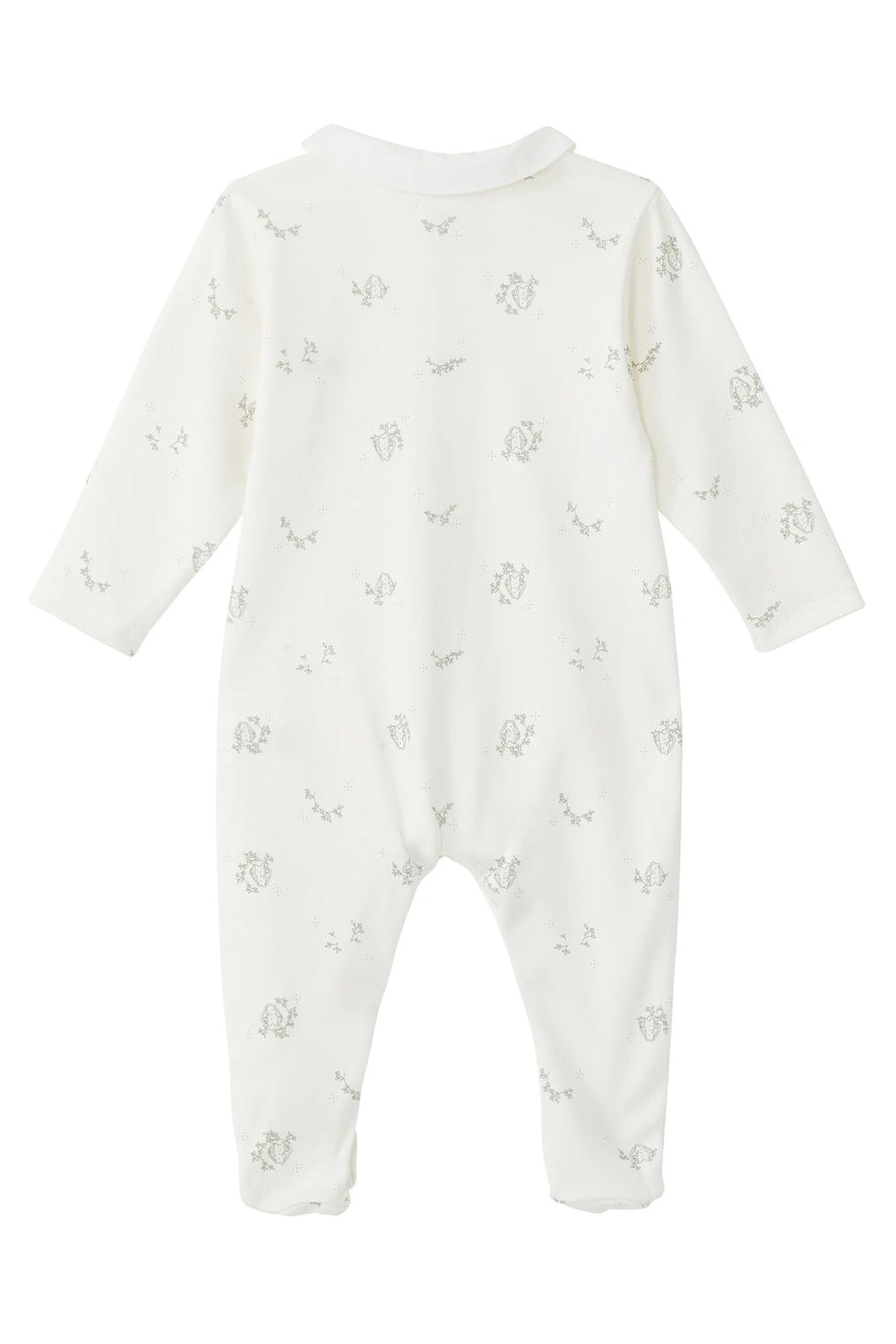 Yaprak Desenli Pijama Tulum - Kırık Beyaz