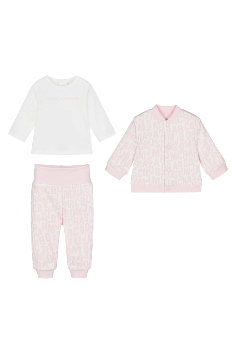 Çocuk Logo Tişört ve Pijama Takımı, 3 Parça - Pembe