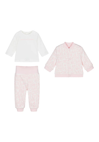 Çocuk Logo Tişört ve Pijama Takımı, 3 Parça - Pembe