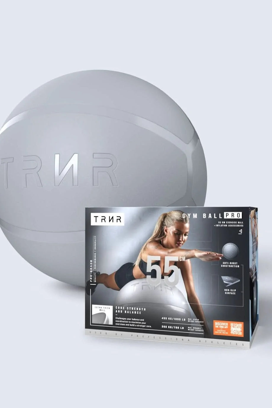 Anti-Burst Egzersiz Topu 55-75 cm Kaymaz, Latex İçermez, Pompa ve Çift Fonksiyonlu Aparat