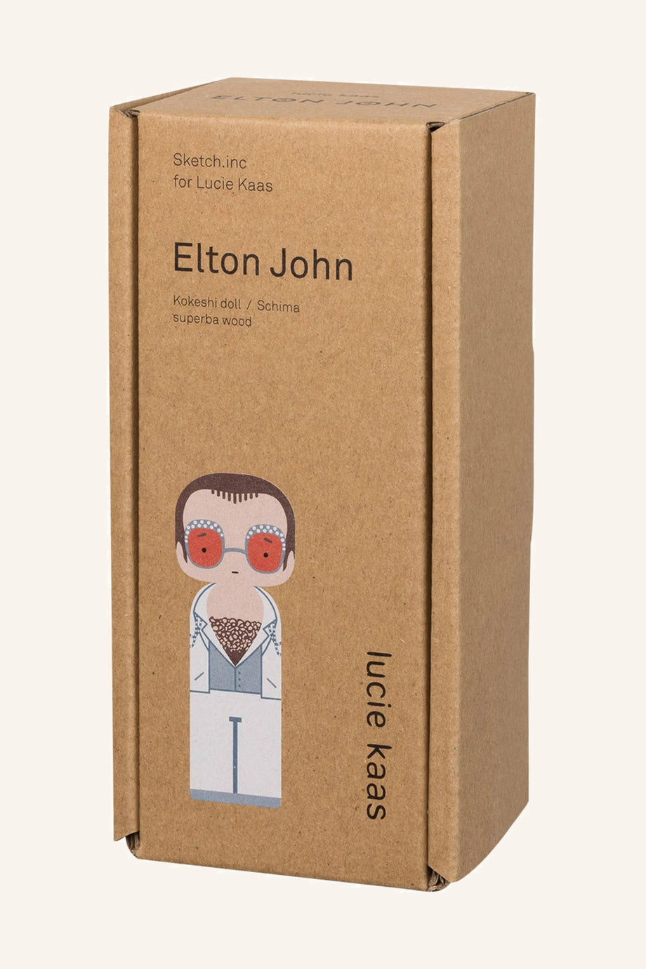 ELTON JOHN Figürü, Kokeshi Tarzında El Boyamalı, 14,5 cm