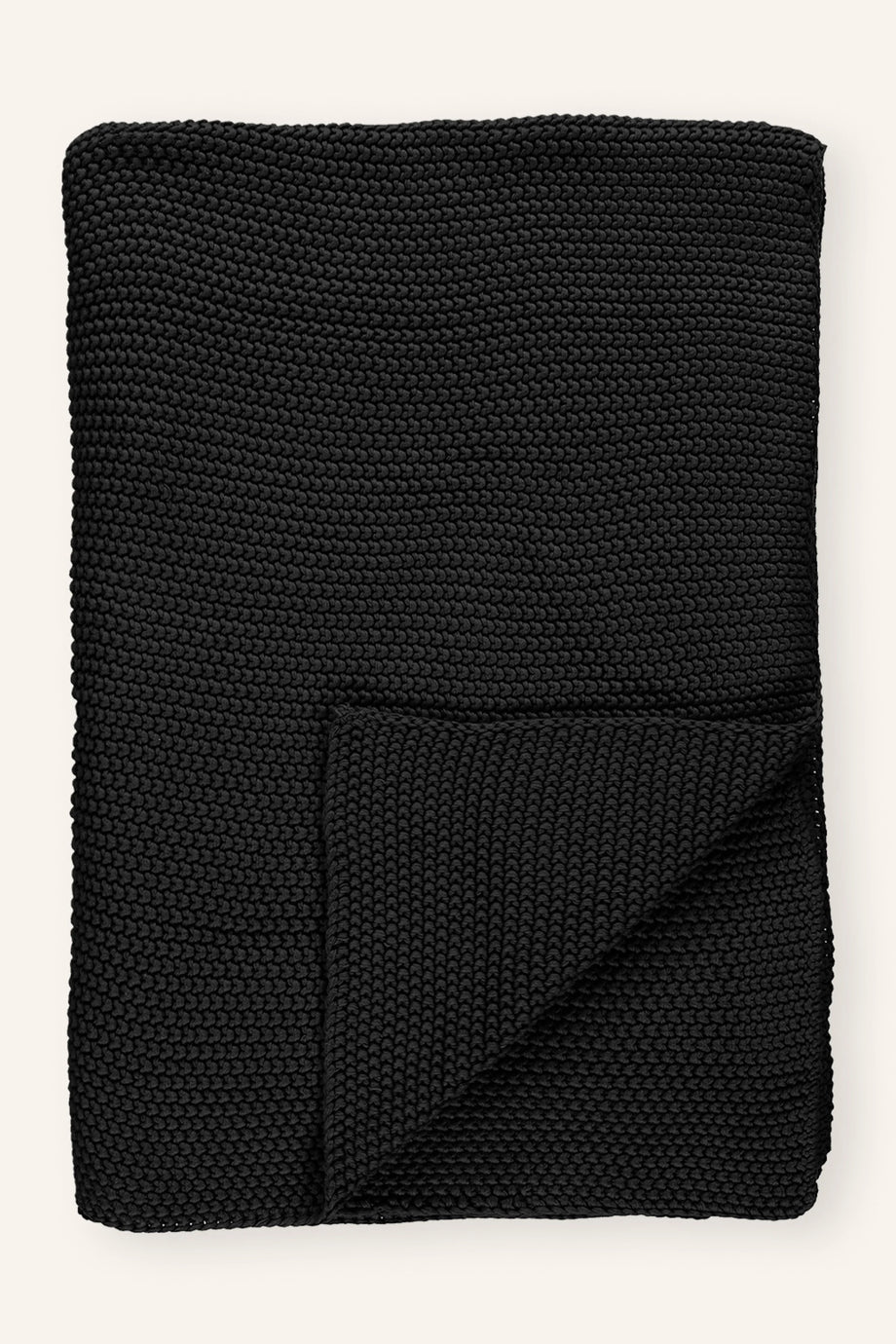 Kalın Örgülü Organik Pamuk Battaniye – Deri Etiket Detaylı, 130x170 cm