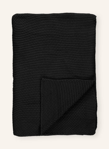 Kalın Örgülü Organik Pamuk Battaniye – Deri Etiket Detaylı, 130x170 cm