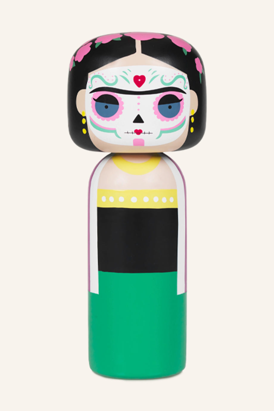 El Boyaması Kokeshi Figür, 14,5 cm