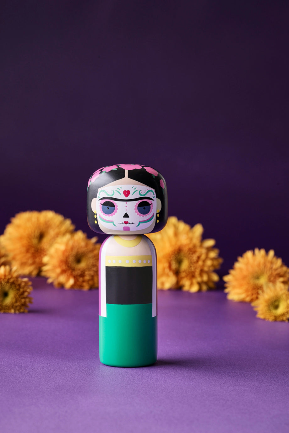 El Boyaması Kokeshi Figür, 14,5 cm