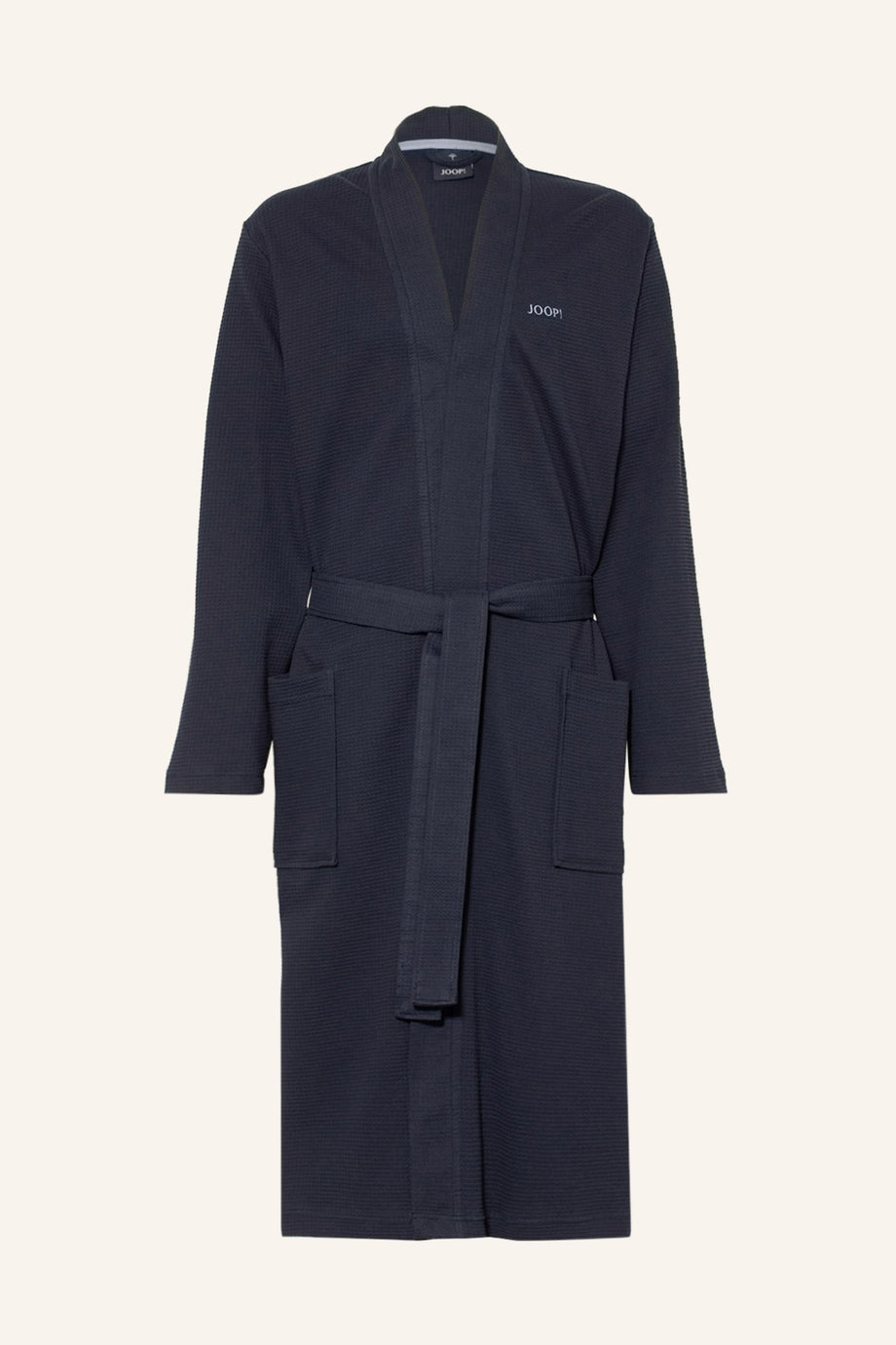 Erkek Bornozu, Waffle Pike, %100 Pamuk, Şal Yaka, Logo İşlemeli, Çift Kemer Halkalı