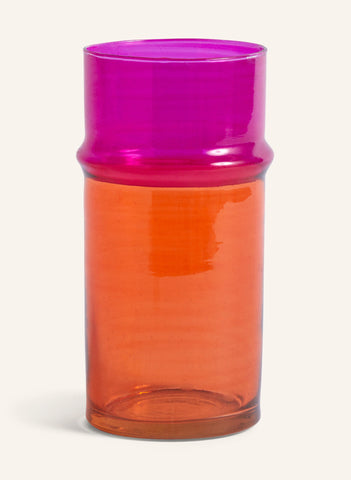 Moroccan S Cam Vazo 20 cm Ağız Üfleme Renk Bloklu Modern Silindir Tasarım