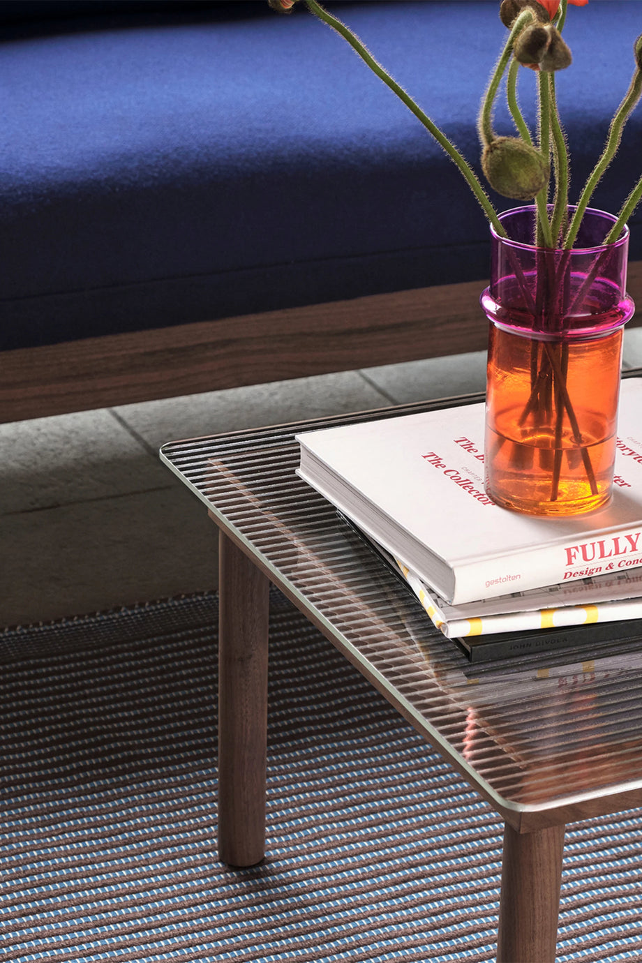 Moroccan S Cam Vazo 20 cm Ağız Üfleme Renk Bloklu Modern Silindir Tasarım