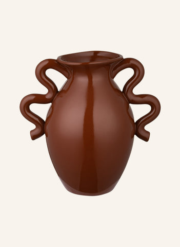 Mat Seramik Vazo – Dalgalı Saplı, El Yapımı Görünüm, 27 cm