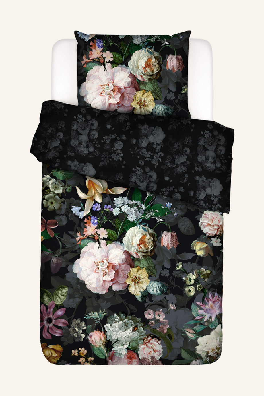 FLEUR Yatak Çarşafı, %100 Pamuk, Çiçek Desenli Nevresim Takımı, Fermuarlı Kapatma