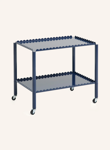 ARCS 2 Katlı Servis Arabası 53 cm Dekoratif Metal Tasarım Tekerlekli Raflı