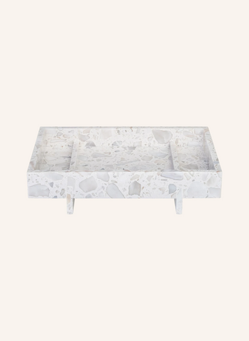 Abento 30x18 cm Mermer Ayaklı Dekoratif Tepsi Skulptürel Tasarım