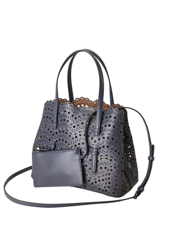 Mina 25 Deri El Çantası, Delikli Tasarım, Çıkarılabilir Pouch ve Askılı, İtalya Yapımı