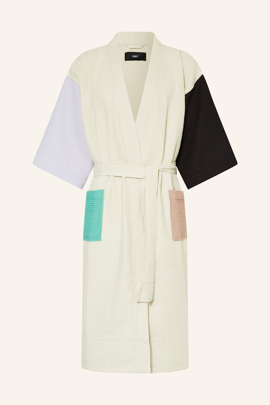Unisex Kimono, Renk Bloklu, Şal Yakalı, %60 Pamuk, 125 cm Uzunluk