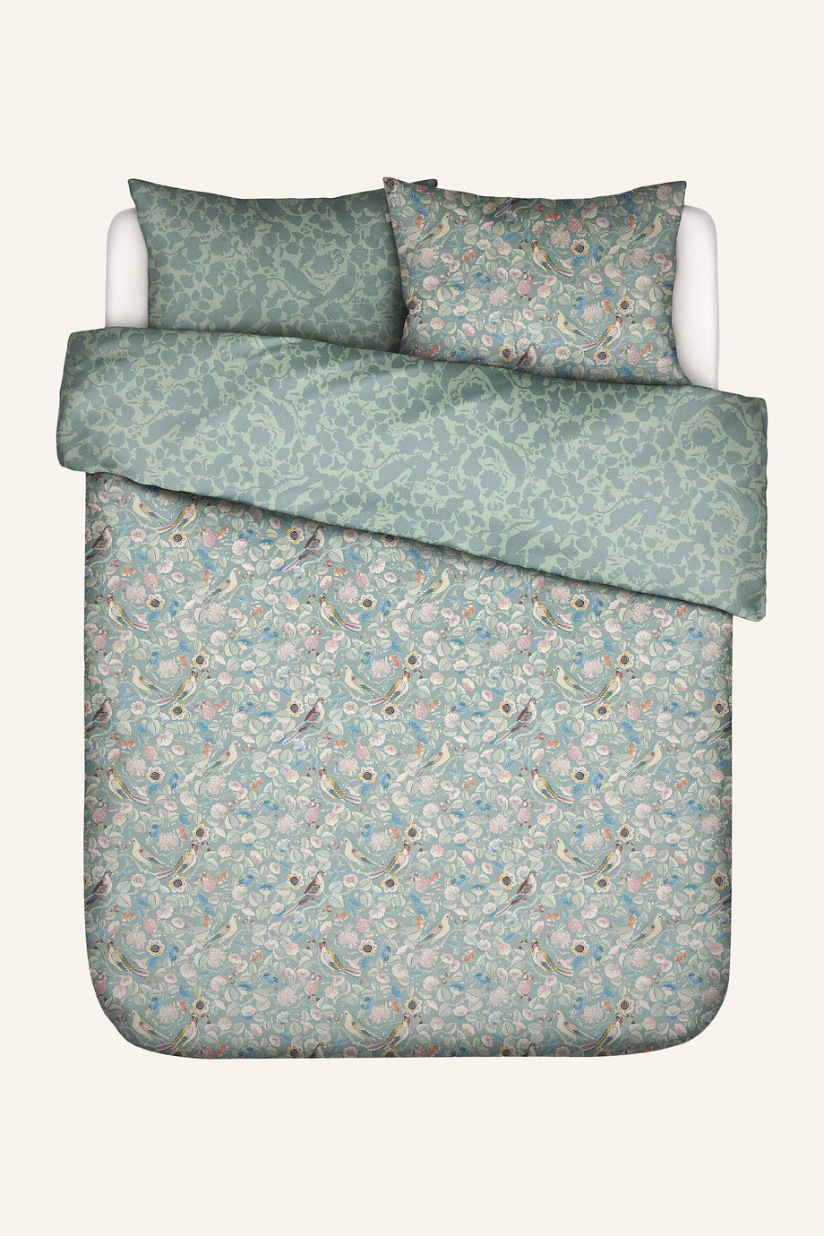 ALESTE Nevresim Takımı %100 Pamuk Saten Çift Taraflı Floral Desenli