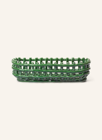 Ferm LIVING Seramik Sepet, El Yapımı, Örgülü Tasarım, Sırlı Yüzey, 15x30 cm