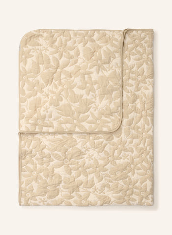 IMARA Plaid Battaniye 150x200 cm, Çiçek Desenli, Dolgulu, %100 Pamuk