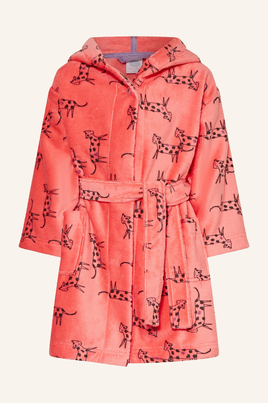 Kız Çocuk Kapüşonlu Bornoz , %90 Pamuk, %10 Polyester, Düğmeli, Frotte Kumaş