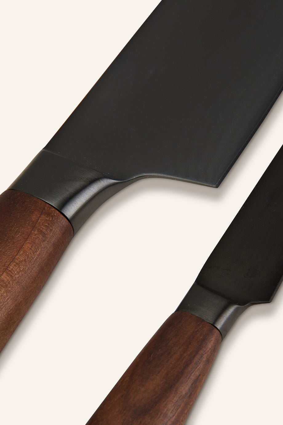 Santoku ve Sebze Bıçağı Seti, Şam Çeliği, DLC Kaplama, Ceviz Sap