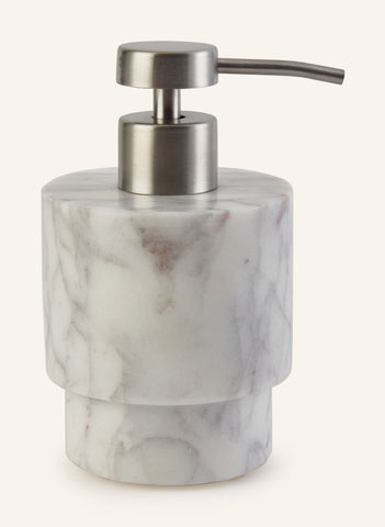 PORTO Sıvı Sabunluk 14 cm, Doğal Taş, Metal Pompalı, El Yapımı