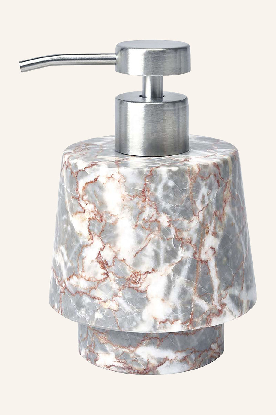 ORION Sıvı Sabunluk Doğal Taş, El Yapımı, 14,5 cm Yükseklik, Metal Pompa