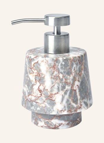ORION Sıvı Sabunluk  Doğal Taş, El Yapımı, 14,5 cm Yükseklik, Metal Pompa